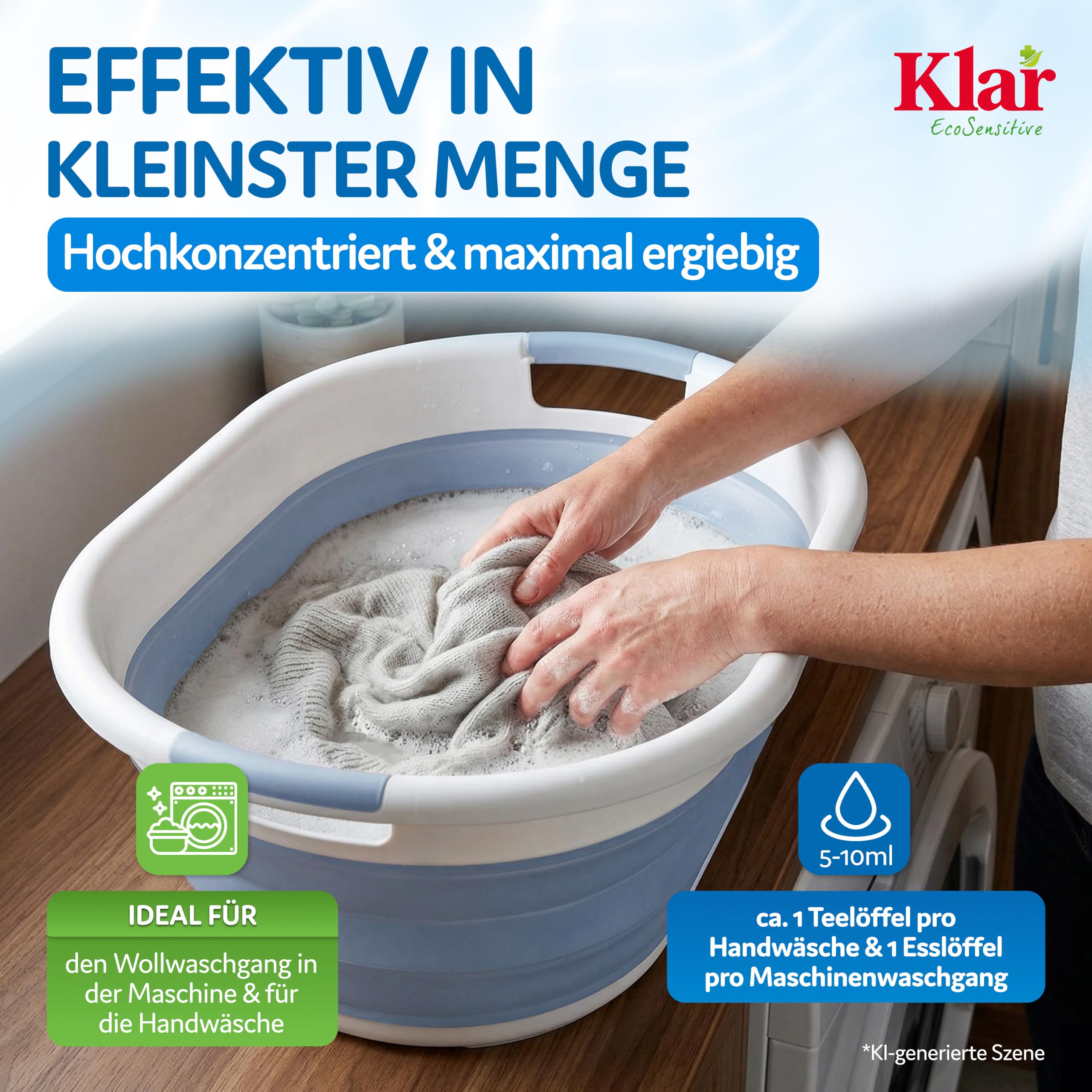Klar EcoSensitive Waschmittel Feines & Wolle SENSITIV, 12x 500ml - Ohne Duft