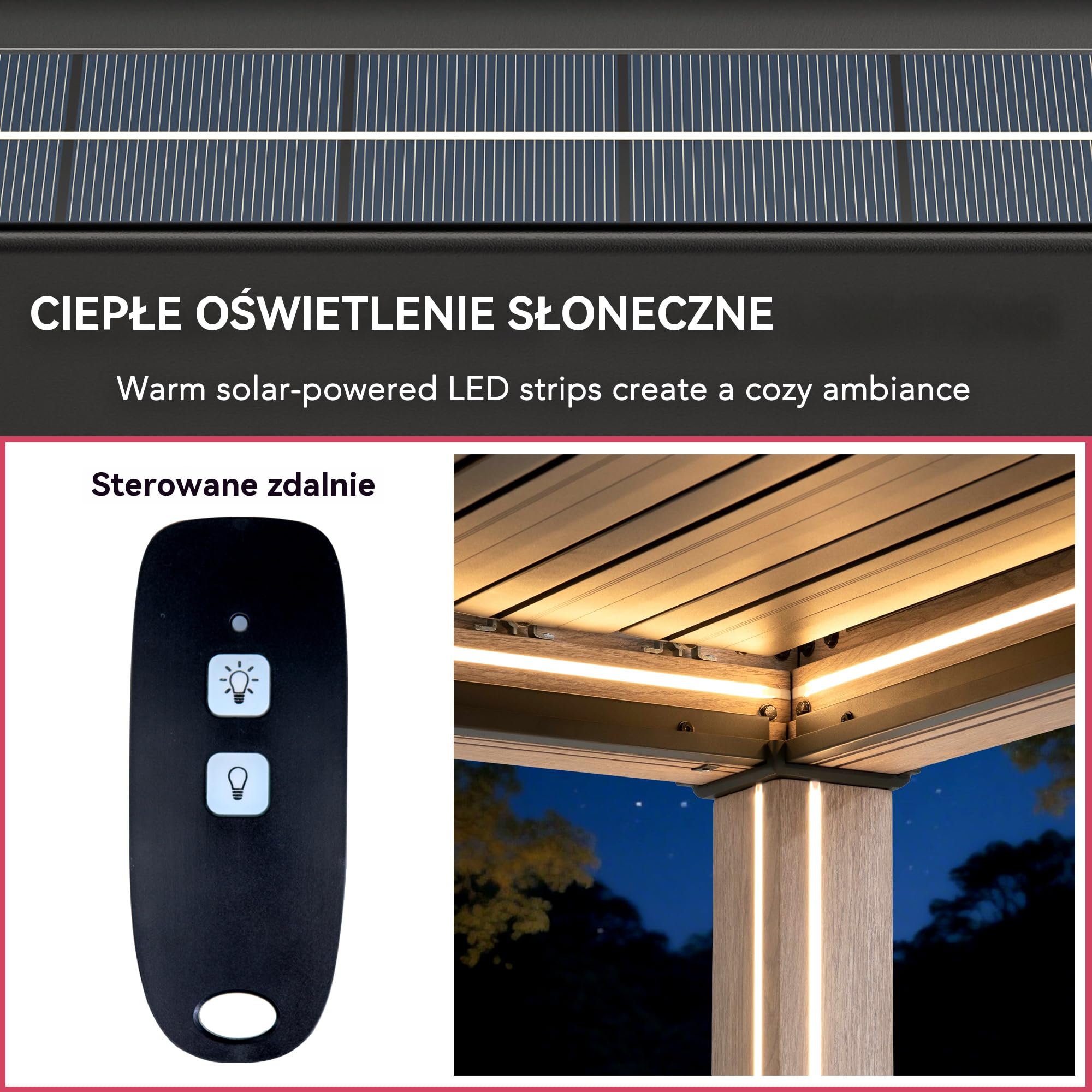 SUNJOY Pergola Ogrodowa 3x3m z zasłonami i siatką przeciwkomarową, Aluminiowa Altana Lamelowa Całoroczna, Ruchomy Dach z Regulacją Kąta, Solidny Pawilon Tarasowy, Efekt drewna