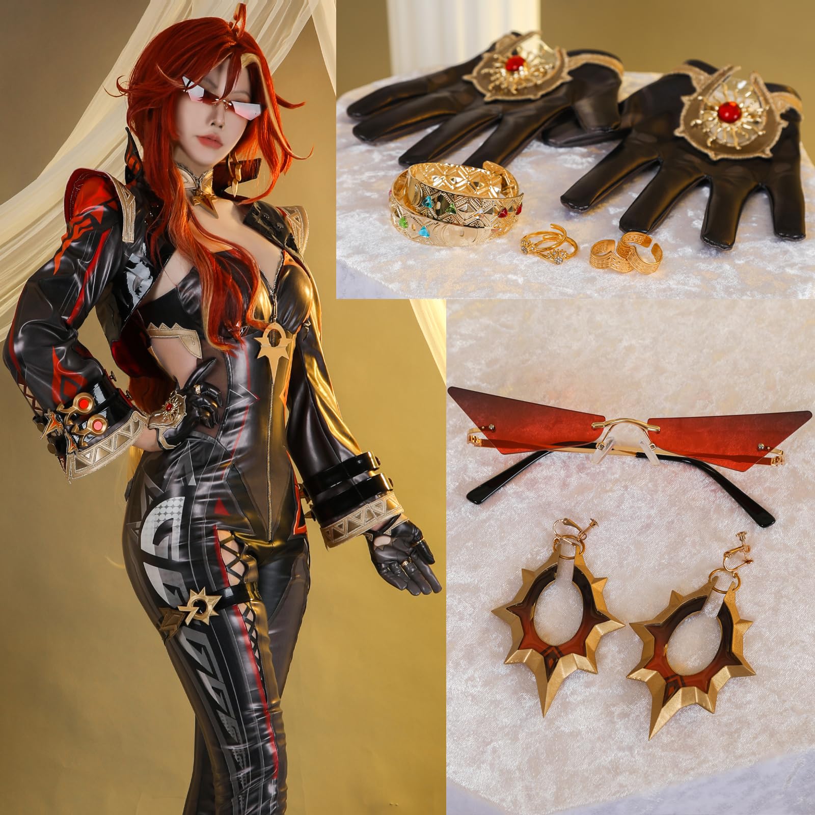 Amazon.co.jp: 原神 コスプレ マーヴィカ 炎神 コスプレ 衣装 +