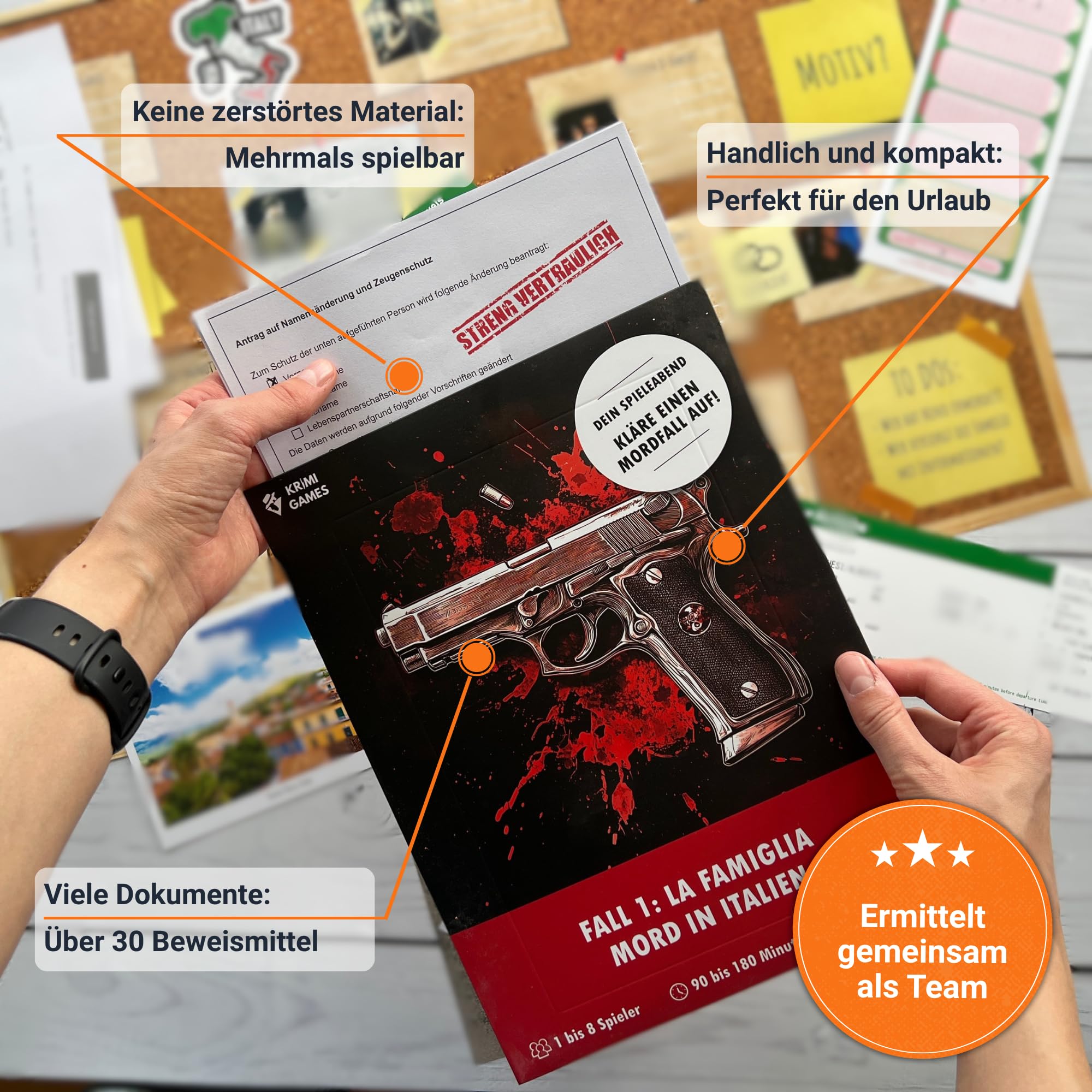 KrimiGames® Fallakten Spiele - Realistisches Crime Game für zu Hause - Krimi-Spiele für Erwachsene - 3 spannende Kriminalfälle lösen (3 für 2 Deal) - Mordfall lösen Spiel für 1-6 Personen ab 14 Jahren