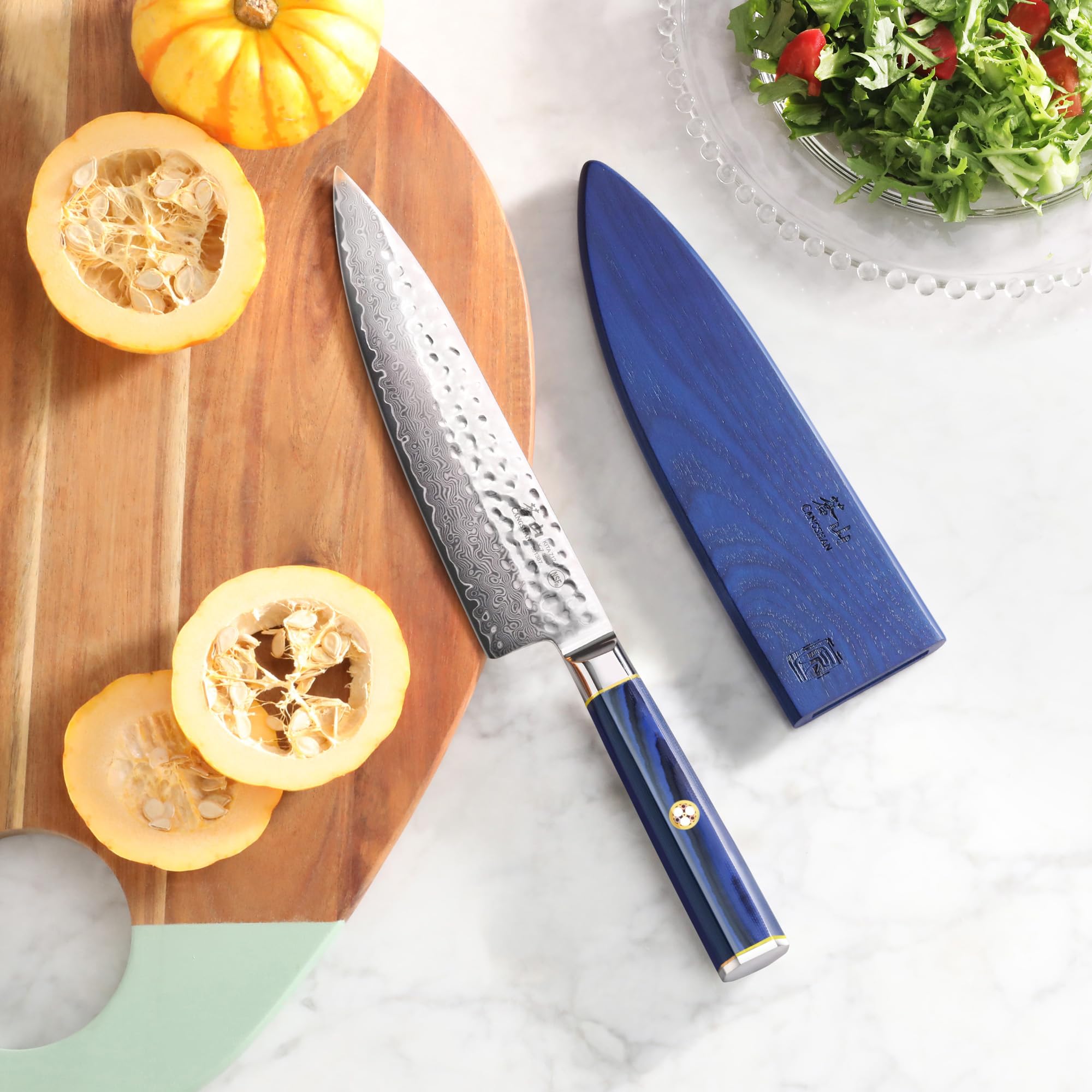 Cangshan KITA Series 8-Inch Chef's Knife with Sheath, High Carbon X-7 Damascus Steel, 501387 — Amazon image 5