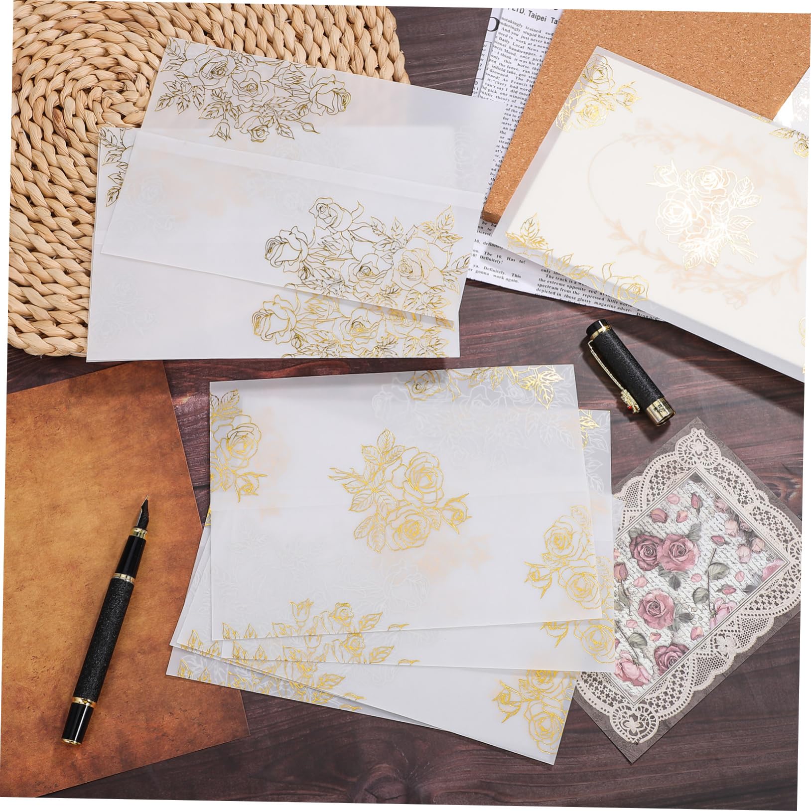 Buste Invito 50 Pezzi Carta Offset Bifacciale per Feste | Motivi Floreali Eleganti, Struttura Robusta e Pratica da Trasportare, per Compleanni e Shower
