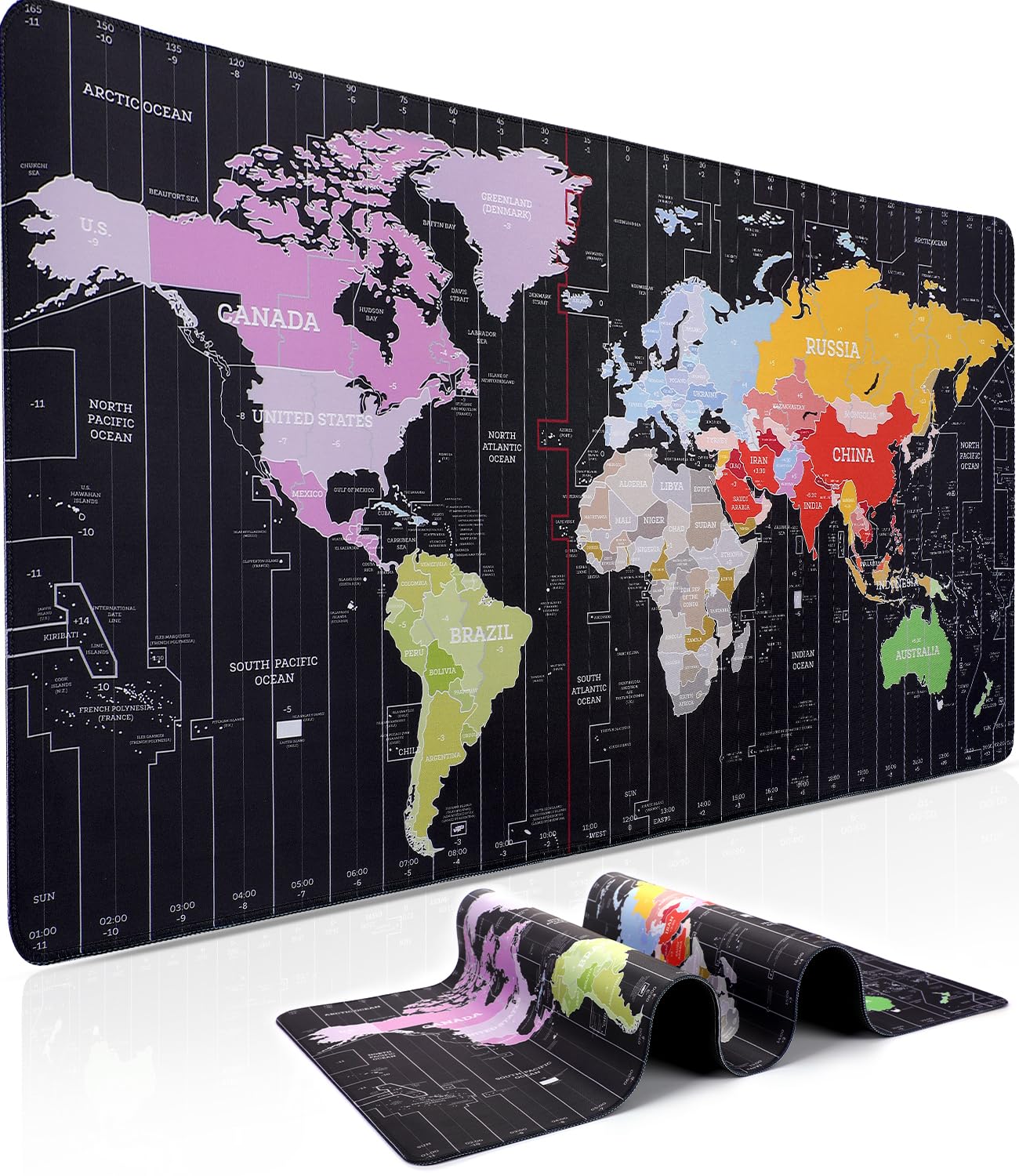 XXL Large Gaming Mouse Pad - World Map Big Mouse Pad 35.4" x 15.7" Extended Desk Mat with Stitched Edges, Non-Slip Base Water Resist Keyboard Pad, Large Mouse Pad for Gamer, Office, Home