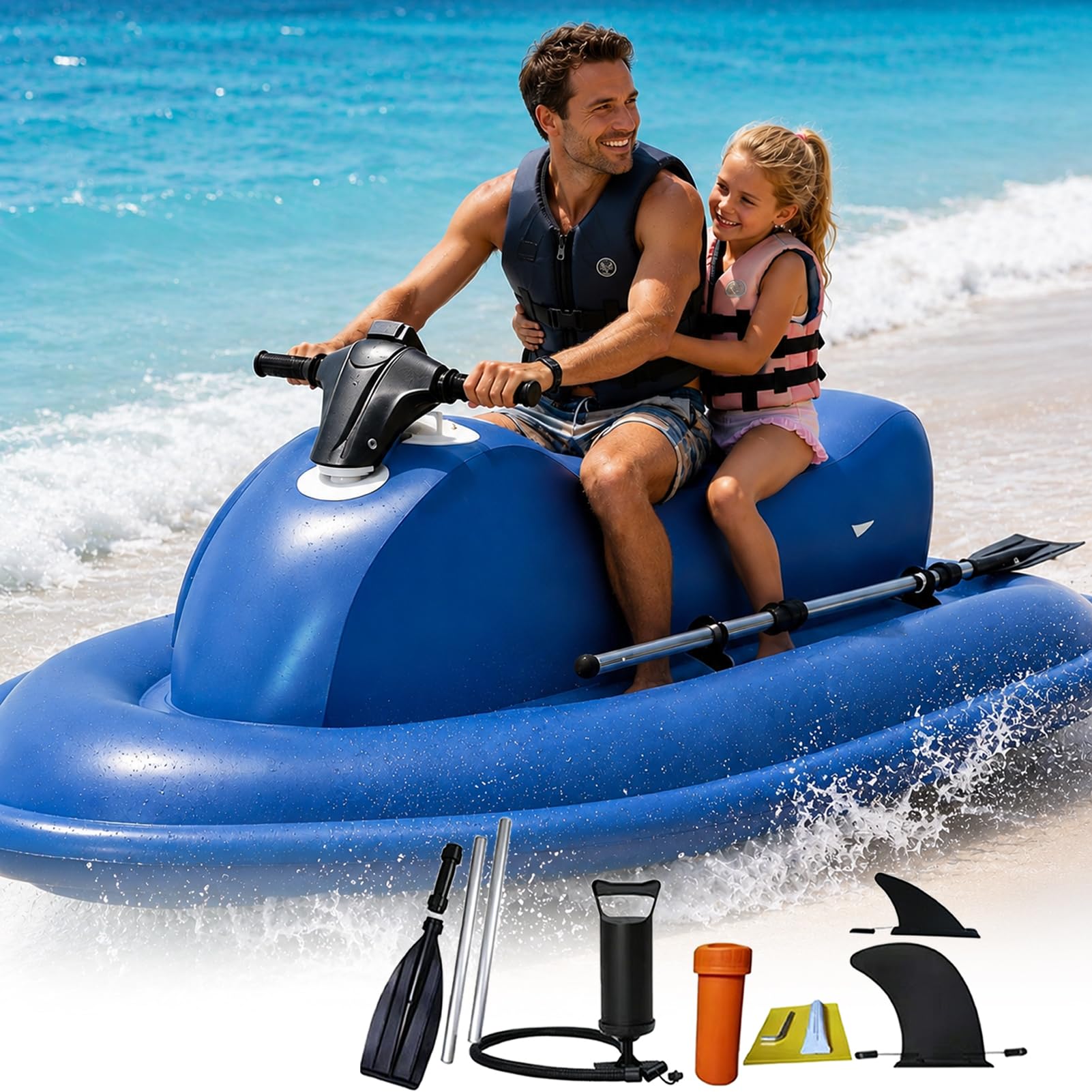 TDSYOCG Electric Inflatable Jet Ski for Adults, 500W/700W Motorized Inflatable Boat & Water Scooter, 330 lbs Capacity, Brushless Electric Jet Boat for Lake, Pool & Ocean Water Sports