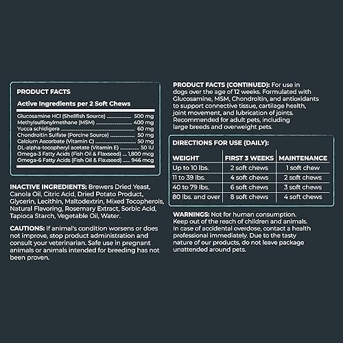 Miniatura 6 de Mighty Paw Waggables Suplemento de apoyo articular para perros (fabricado en Estados Unidos)  Glucosamina para perros Suplemento de cadera y