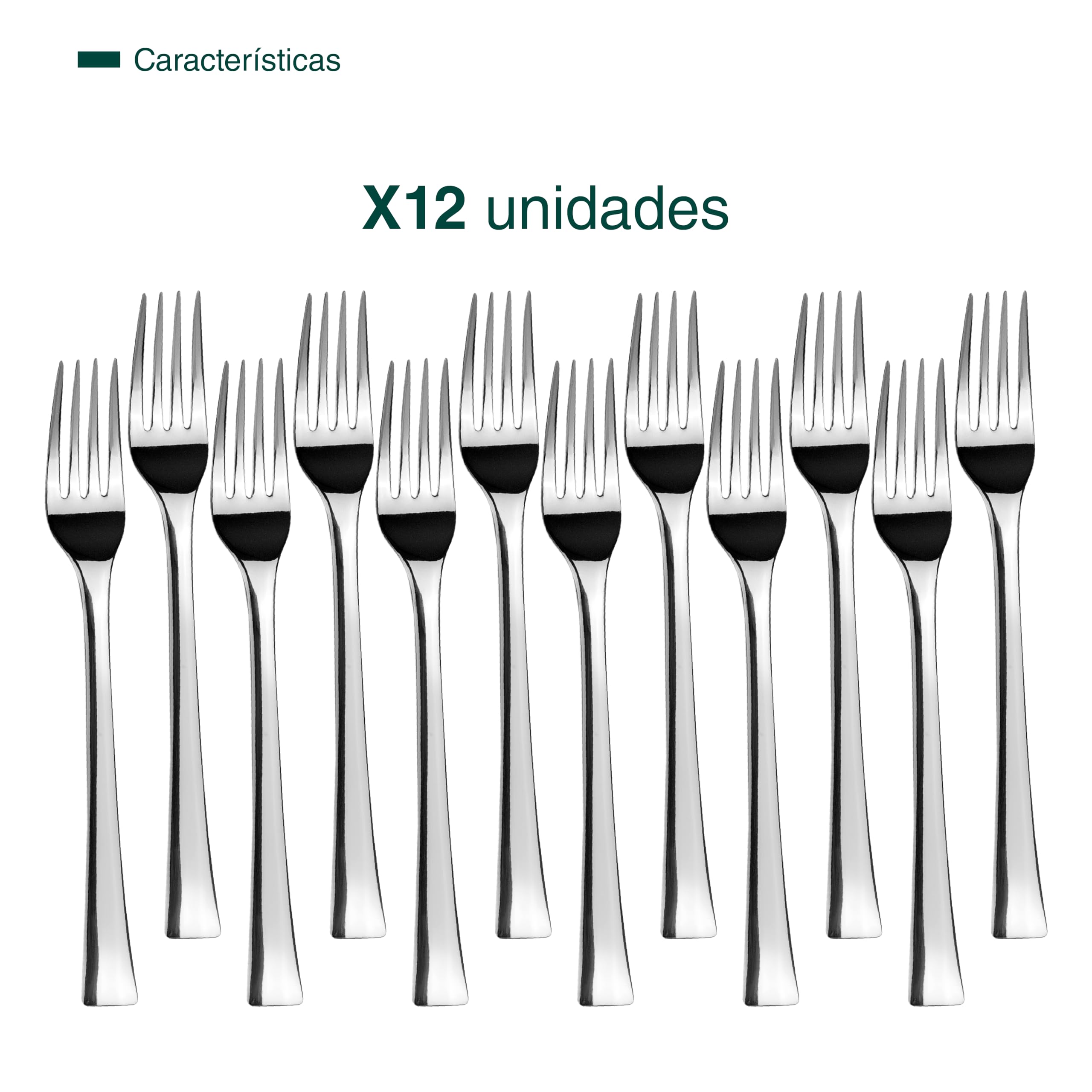 JAY - 11049002 - Pack de 12 Tenedores de Mesa, Colección Vanity, 206 mm, Acero Inoxidable, Espesor 2 mm, Ligereza y Equilibrio para Uso Diario, Fabricado en España