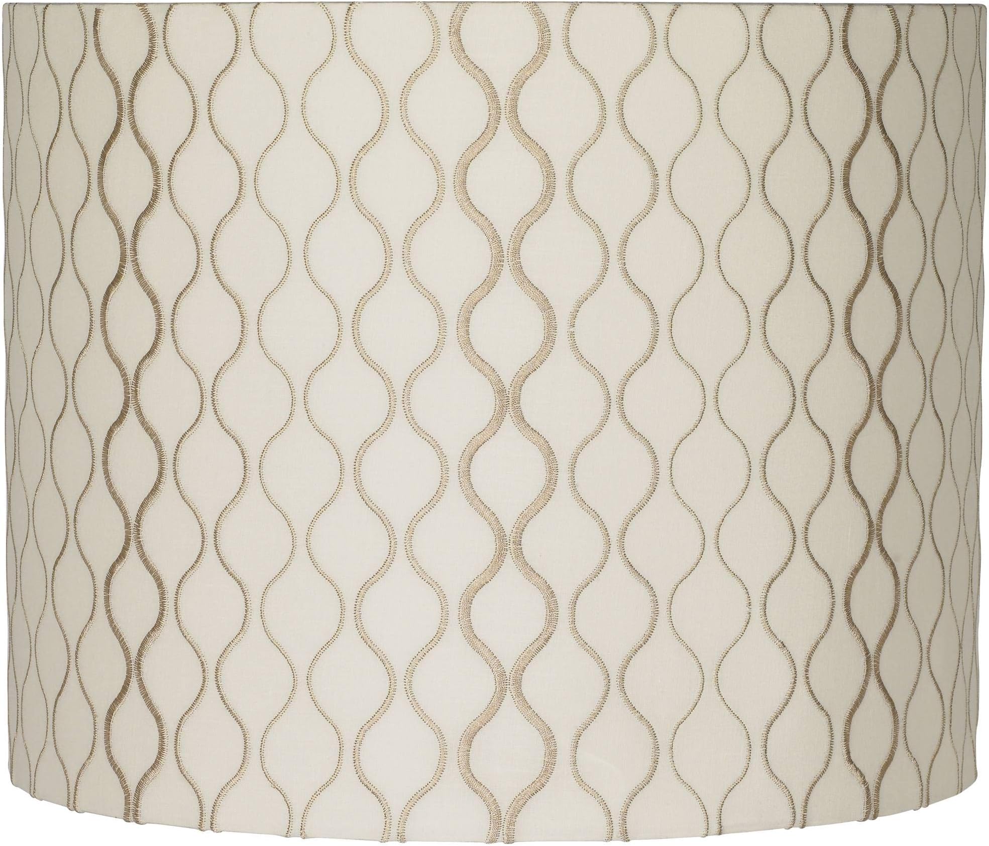 Embroidered Hourglass Medium Lamp Shade 14" Top x 14" Bottom x 11" High (Spider) Replacement with Harp and Finial - Springcrest