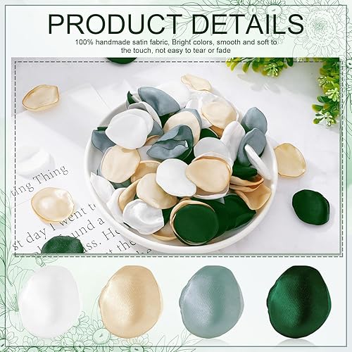 Miniatura 3 de 600 pétalos de rosa de seda, pétalos de flores artificiales de champán verde vintage, pétalos de flores artificiales para el día de San Valentín,