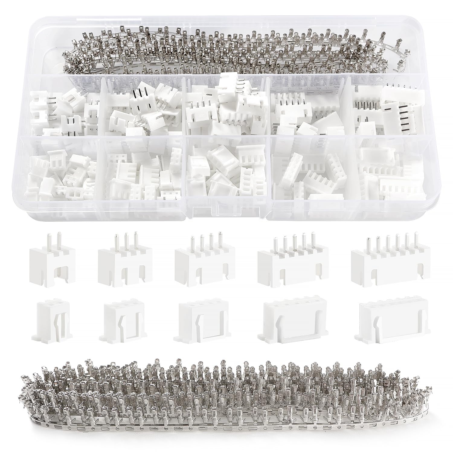 YIXISI 460 PCS 2.54mm JST-XH 2/3 / 4/5 / 6 Pin Housing Connector Adapter Plug, JST Connector Kit, White - JST XH - B