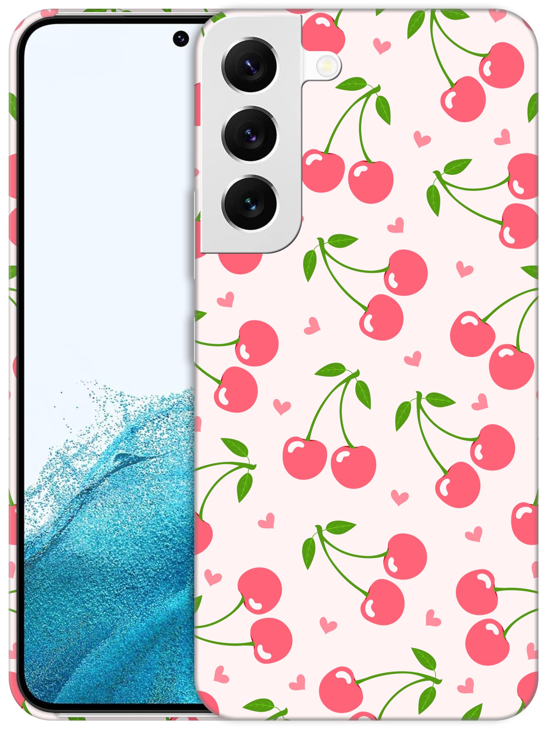 SuzaCase Back Case for Samsung Galaxy S22 Plus 5G, Samsung S22+ Case with Stylish Cherry Pink Pattern Design Printed Sleek Durable Hardshell