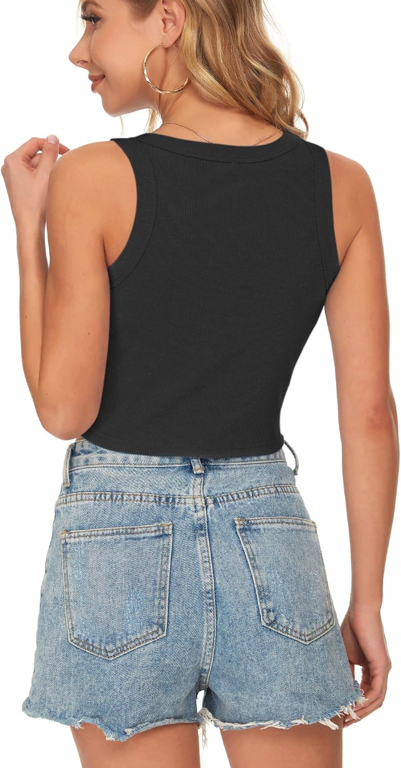 AUSELILY Womens Tank Top Womens Round Neck Basic Racerback Ribbed Tank Top Women - Image 5