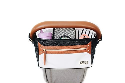 Itzy Ritzy - Organizador ajustable para cochecito con dos bolsillos integrados bolsillo frontal con cremallera y correas ajustables para adaptarse a