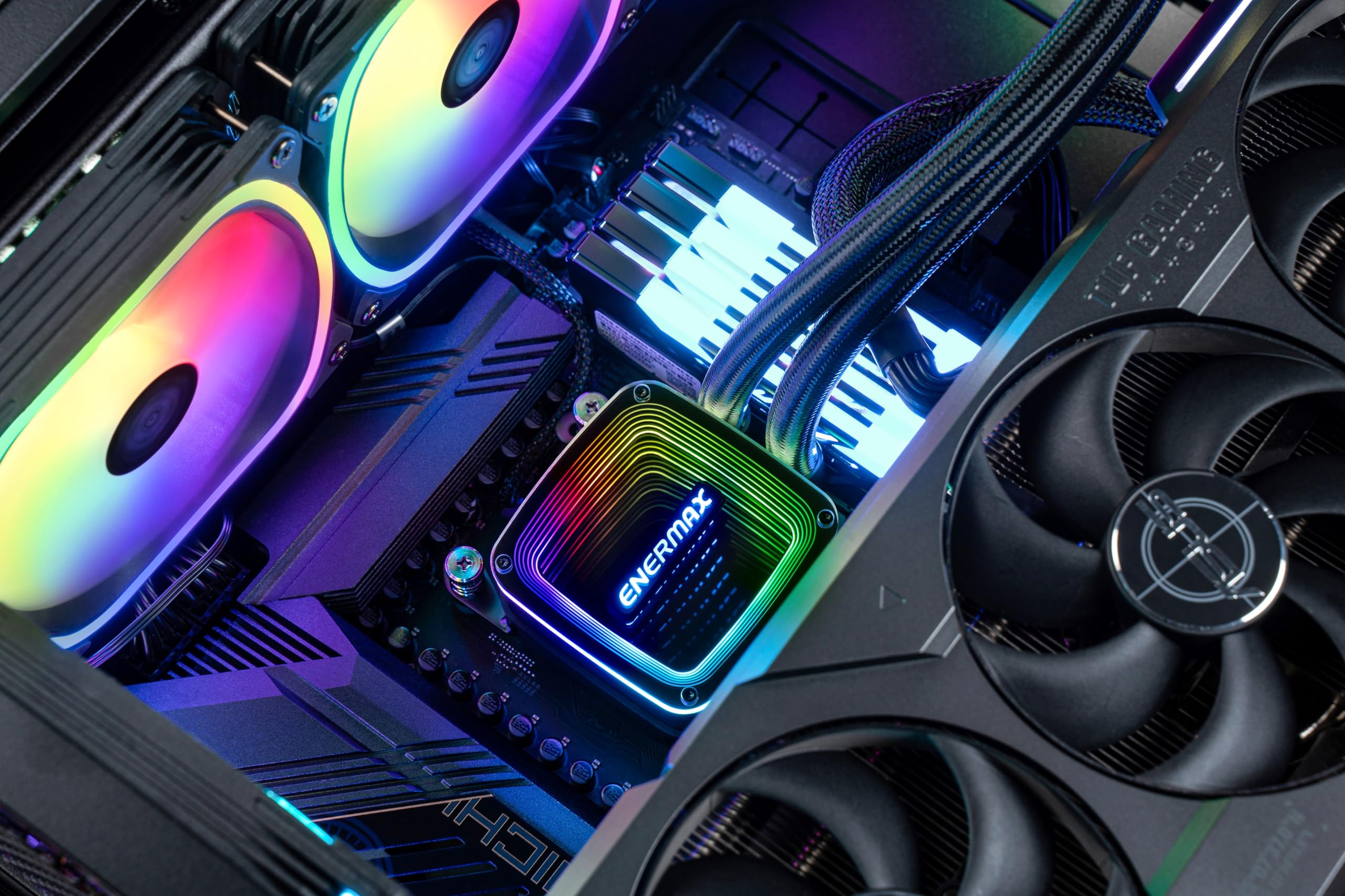 ENERMAX Watercooling AQUAFUSION ADV 360 mm, Refroidisseur liquide de processeur INTEL et AMD Tout-en-Un (AIO), Noir