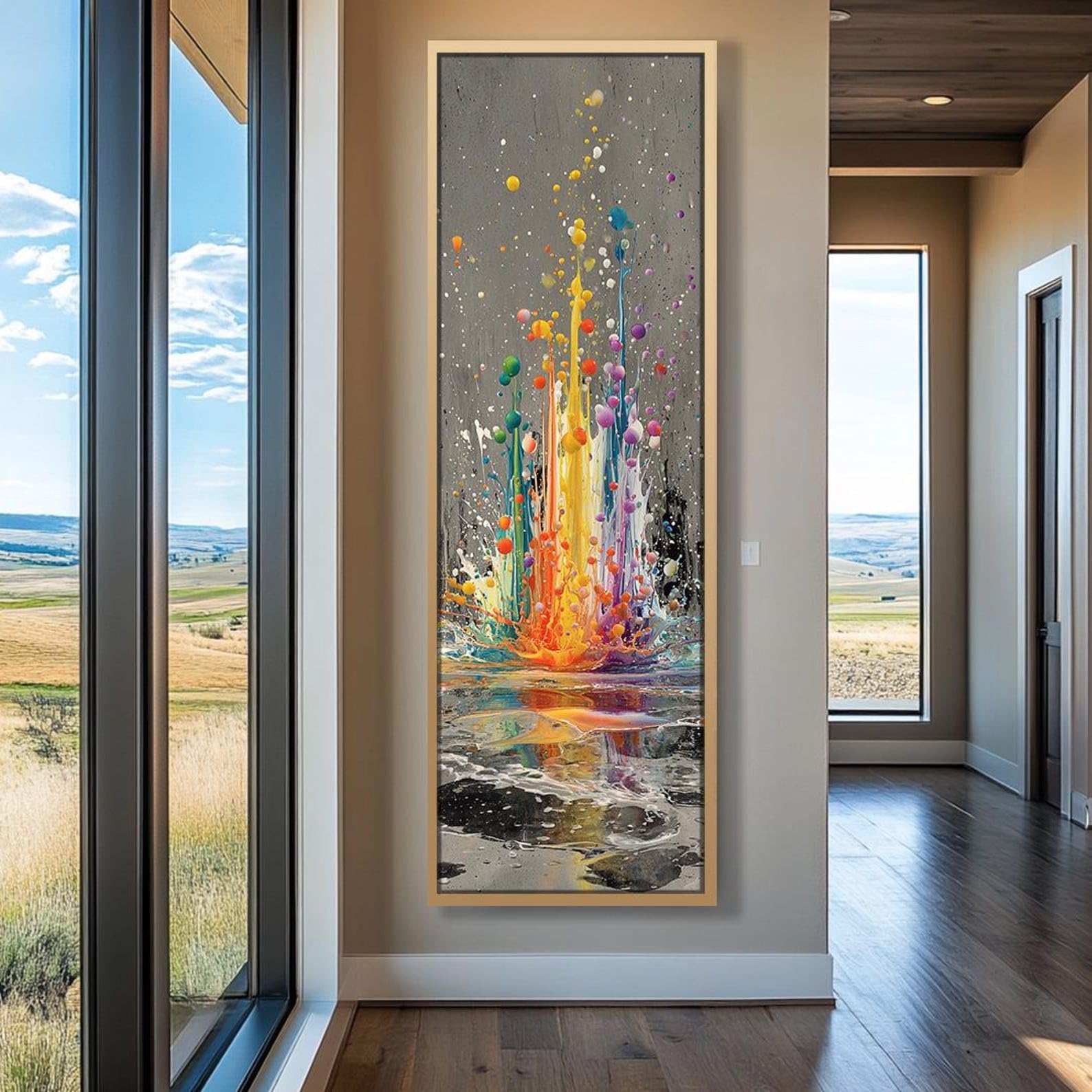 XBTYKPB Long Narrow Explosion Wall Art, Tall and Thin Canvas wall art, Nature Art, Vertical Canvas Art for Office, Rooms or Hall(45x135cm/Frameless)
