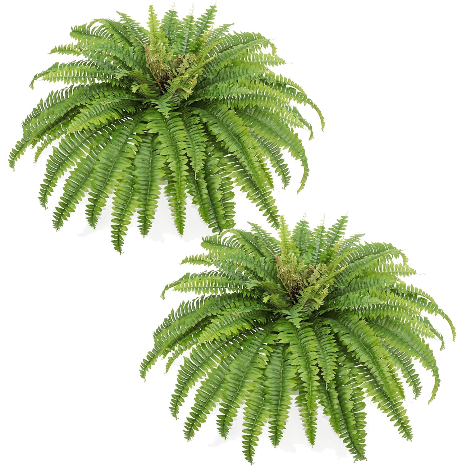 Artificial Ferns for Outdoors & Indoors, 45" Large Faux Ferns 57 Fronds Fake Boston Fern Plant for Planter Garden Porch Entrance Home Windowsill Yards Farmhouse Decoraction (2 Stem)