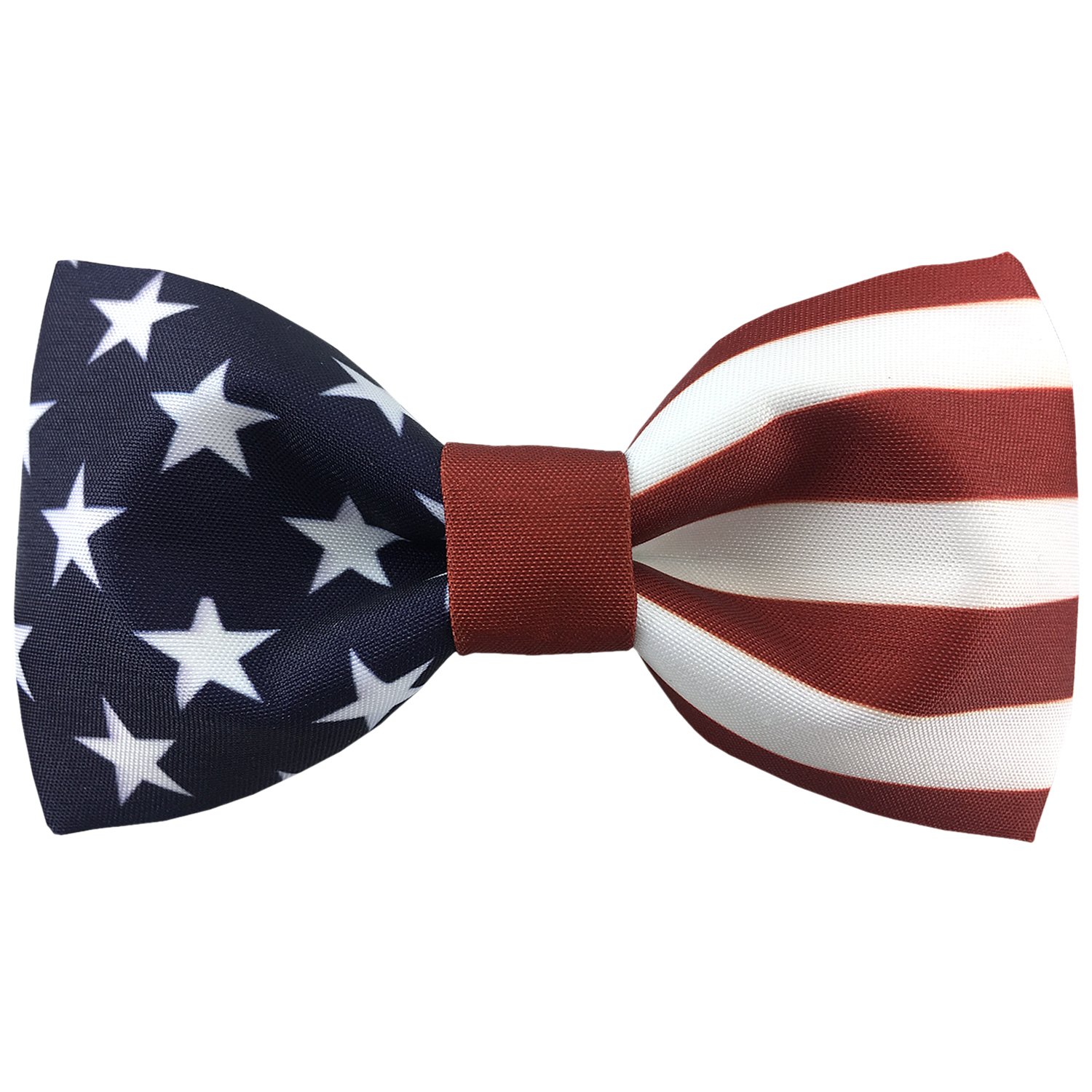 100% Satin Silk Mens Pre-tied Bowtie Stars Stripes American Flag Solid Bow Ties - Blue - Medium