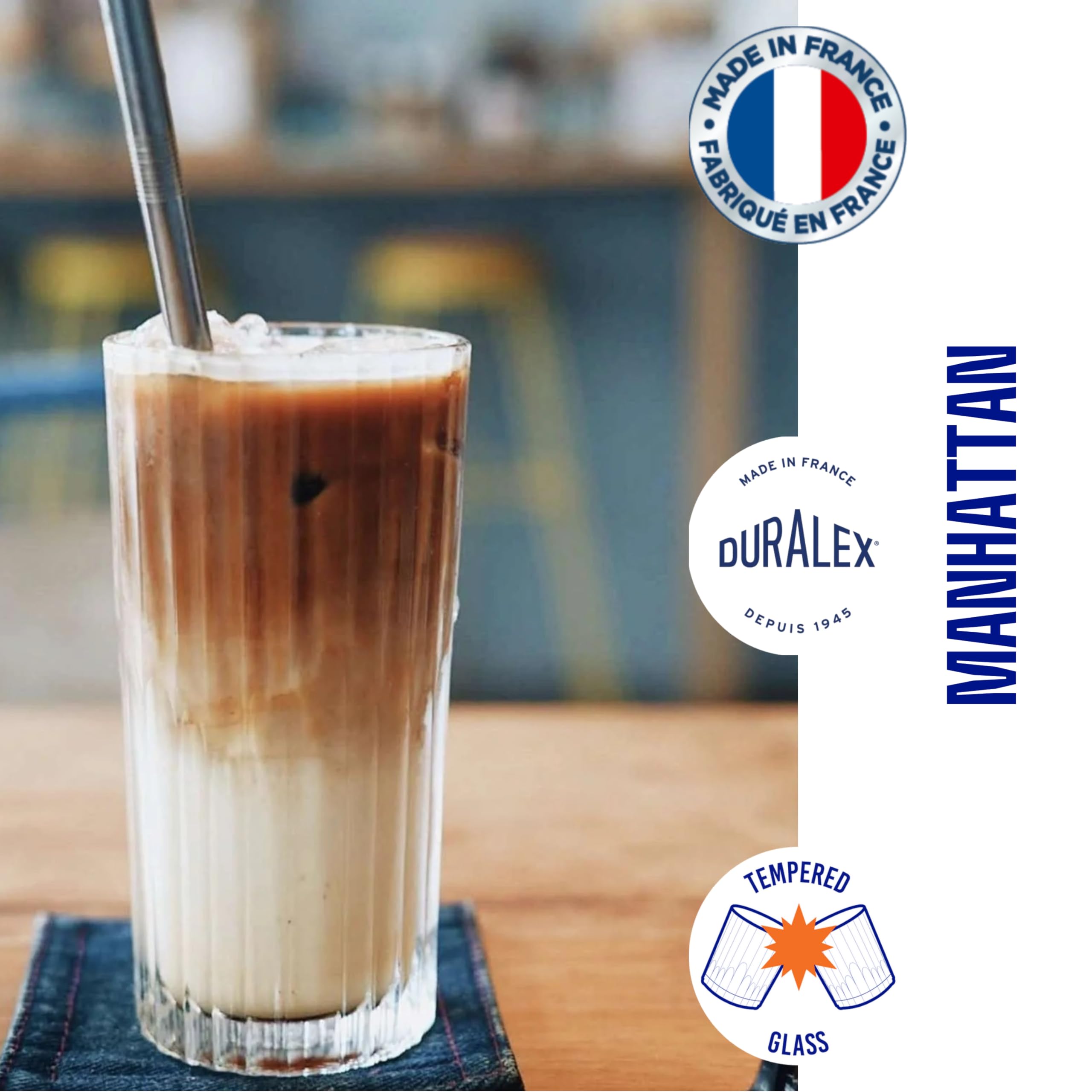 Duralex France Manhattan Drinking Glasses Set of 6-305ml Glass for Drinking Water Juice Cold & Hot Drinks Smoothies Shakes | 3X Stronger & Durable | Dishwasher & Microwave Safe | Scratch Resistant 2