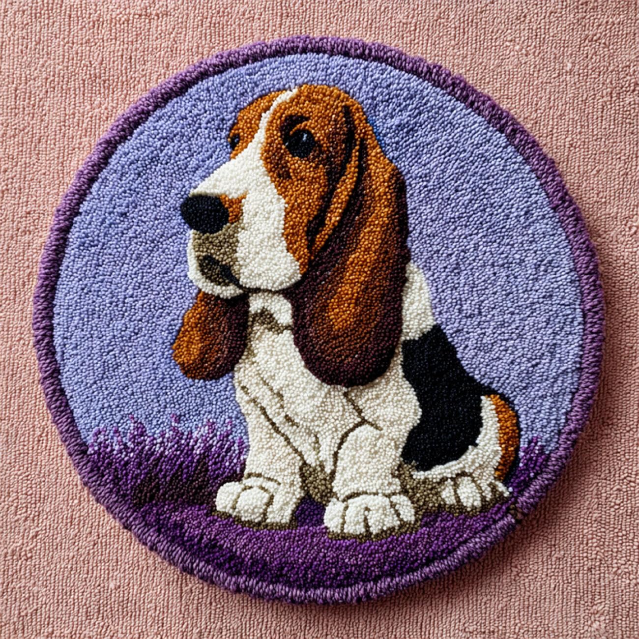 Kitquiver Dog Animal Rug Making Kit for Adults Cartoon Basset Hound DIY for Kids and Adults Gift for Family Friends Needlework Crafts Cute Gifts 100x100cm
