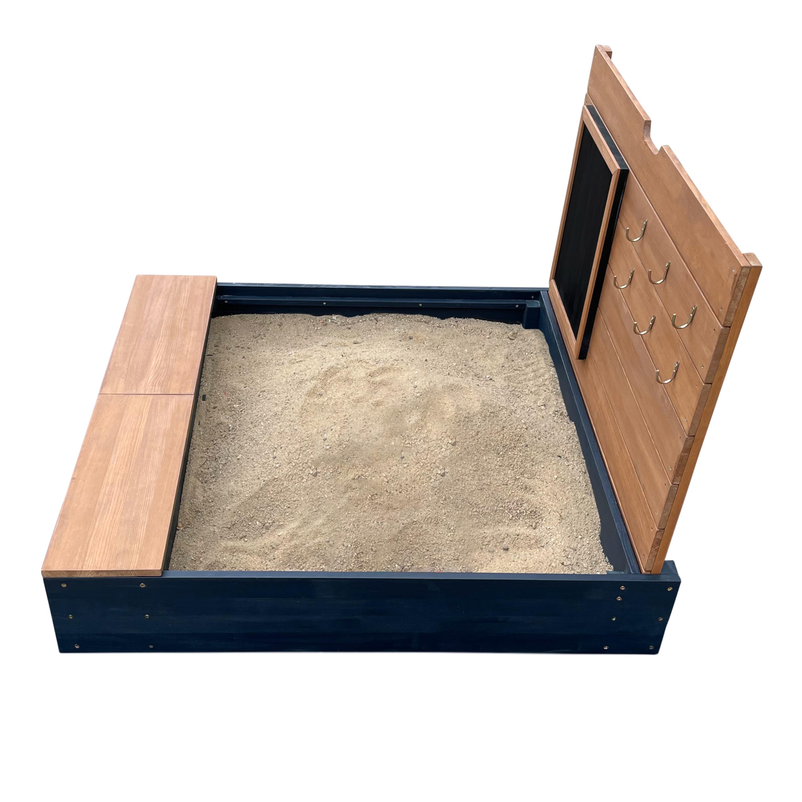 AXI | Mandy - Sabbiera con contenitore e coperchio Grigio, Marrone | Sabbiera in legno, legno di Hemlock | Facile da costruire, conservare | Da 3 anni