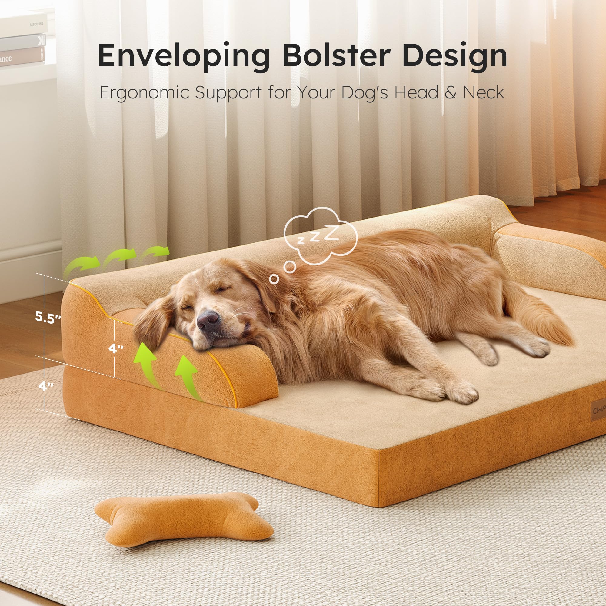 CWAWZ XL Plus - Cama ortopédica para perros, cama grande para perros de tamaño grande, camas de refrigeración para mascotas de doble cara con funda lavable de espuma viscoelástica, parte inferior