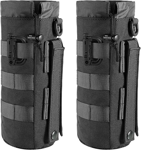 FRTKK Bolsa táctica para botella de agua Molle con cordón abierto superior y parte inferior de malla, bolsa militar para botella de agua, bolsa de