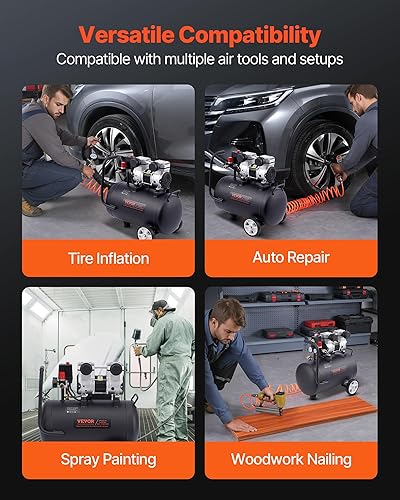 Miniatura 6 de VEVOR Compresor de aire, tanque de acero de 8 galones, 1HP 2.2 CFM@90 PSI Compresor de aire libre de aceite y presión máx. 120PSI, compresor