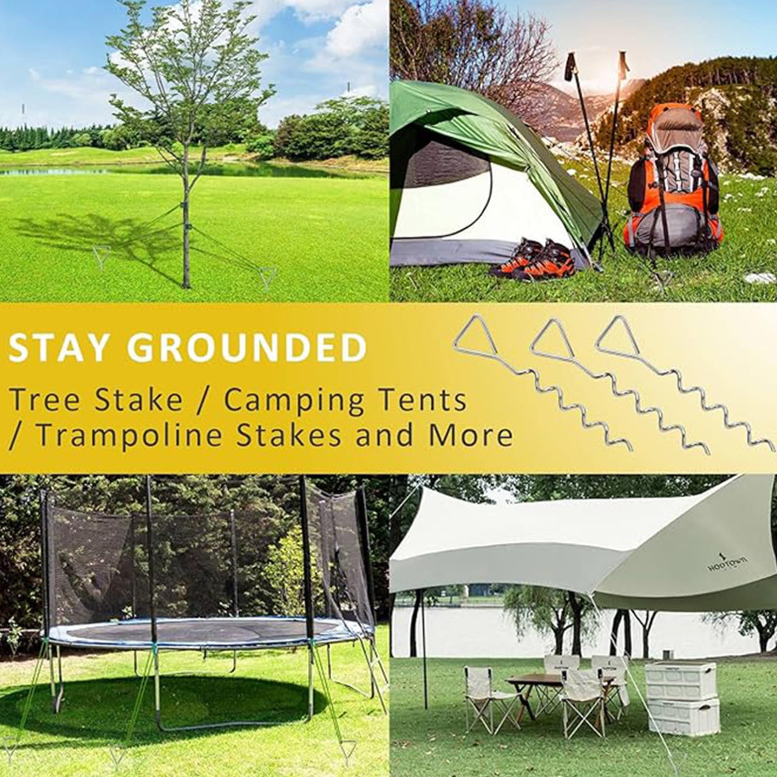 Pali fissaggio a per tenda trampolino da 40 cm, Black | Supporto per a spirale, acciaio zincato, picchetti da per carichi pesanti per tenda trampolino,
