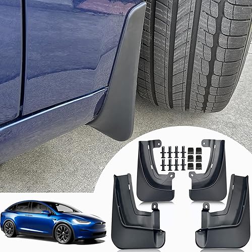 Aletas de barro para Tesla Model X 2022 2023 2024  Protectores de salpicaduras delanteros y traseros, protección contra sedimentos de vehículos de