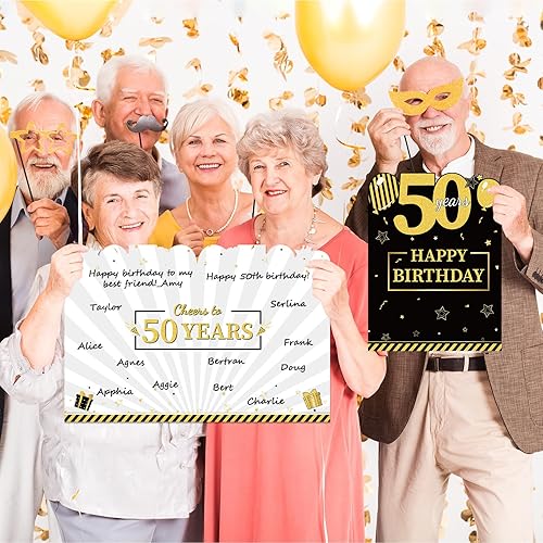 Miniatura 7 de party greeting Tarjeta gigante de cumpleaños 50 para cumpleaños número 50, libro de invitados grande, tarjeta de feliz cumpleaños 50, suministros de