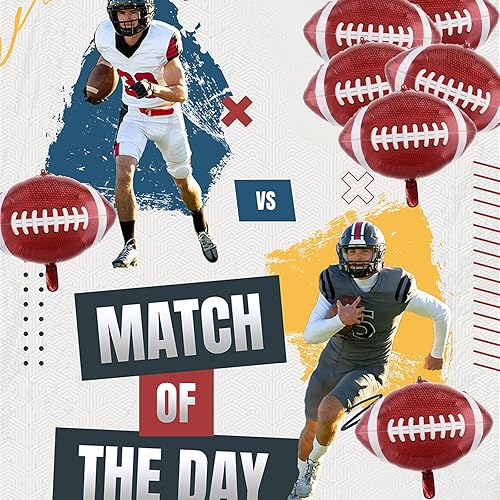 Miniatura 3 de 12 globos de fútbol de aluminio grandes de 21 pulgadas, globos de papel de aluminio en forma de fútbol para deportes temáticos de superbowl