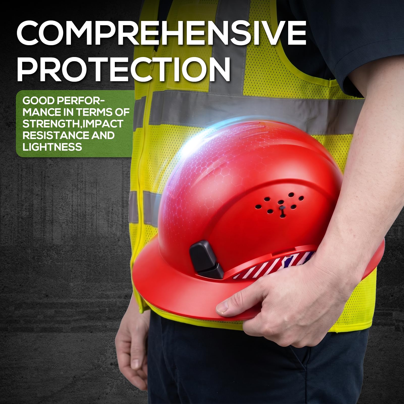 Casque de sécurité à large bord, approuvé par l'OSHA, bord complet, suspension à cliquet à 4 points, casque de sécurité pour homme et femme, ANSI Z89.1