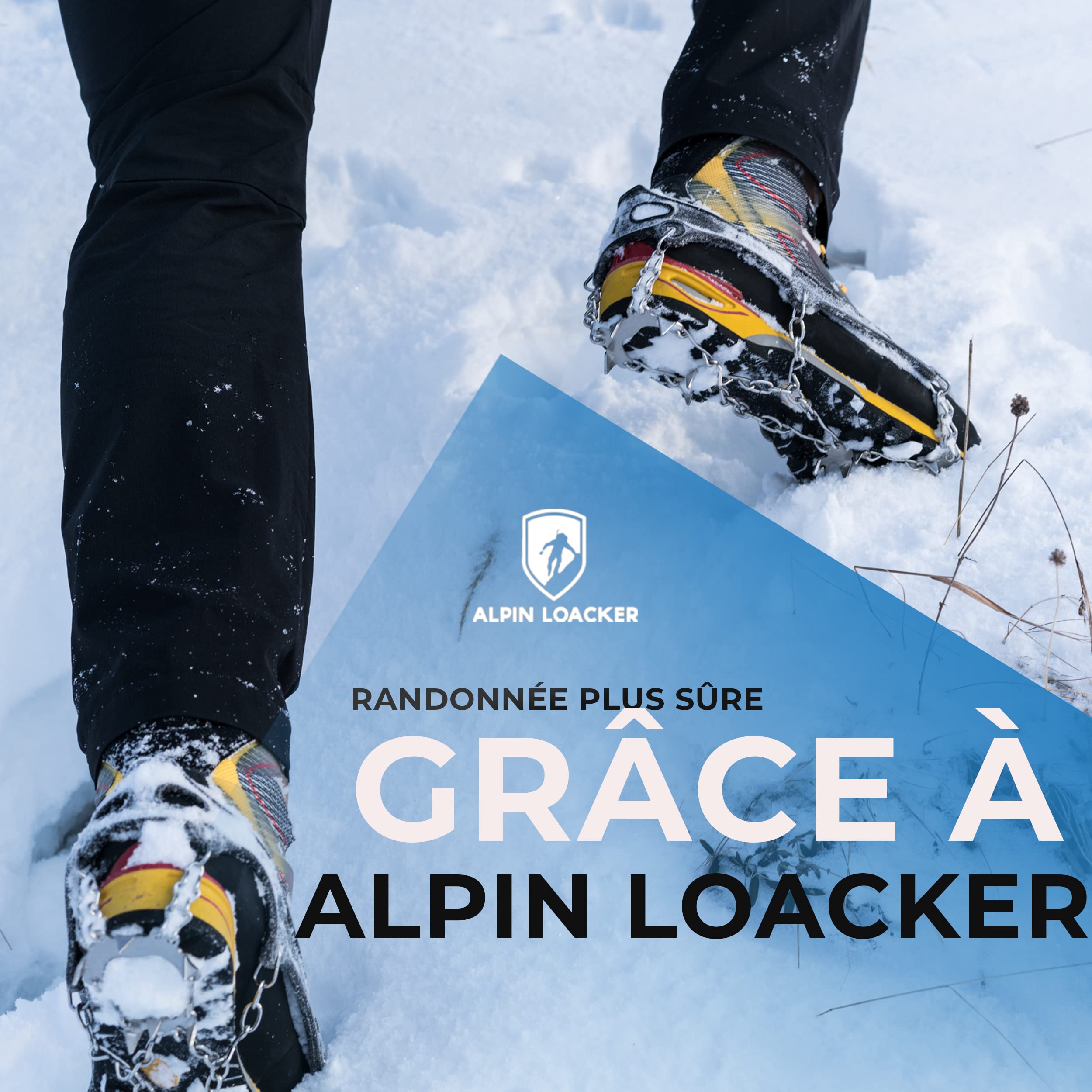 ALPIN LOACKER Chain Pro 18 Chaussures à Crampons avec chaînes à Neige en Acier Inoxydable de randonnée universels pour l'alpinisme