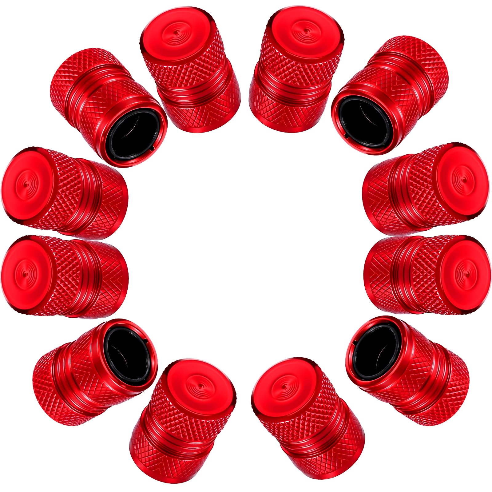 12PCs Tire Valve Stem Caps Metal Tire Air Cap with Plastic Liner for Car, Universal Stem Covers Wheel Caps Accessories for Trucks Car Motorcycles and Bikes