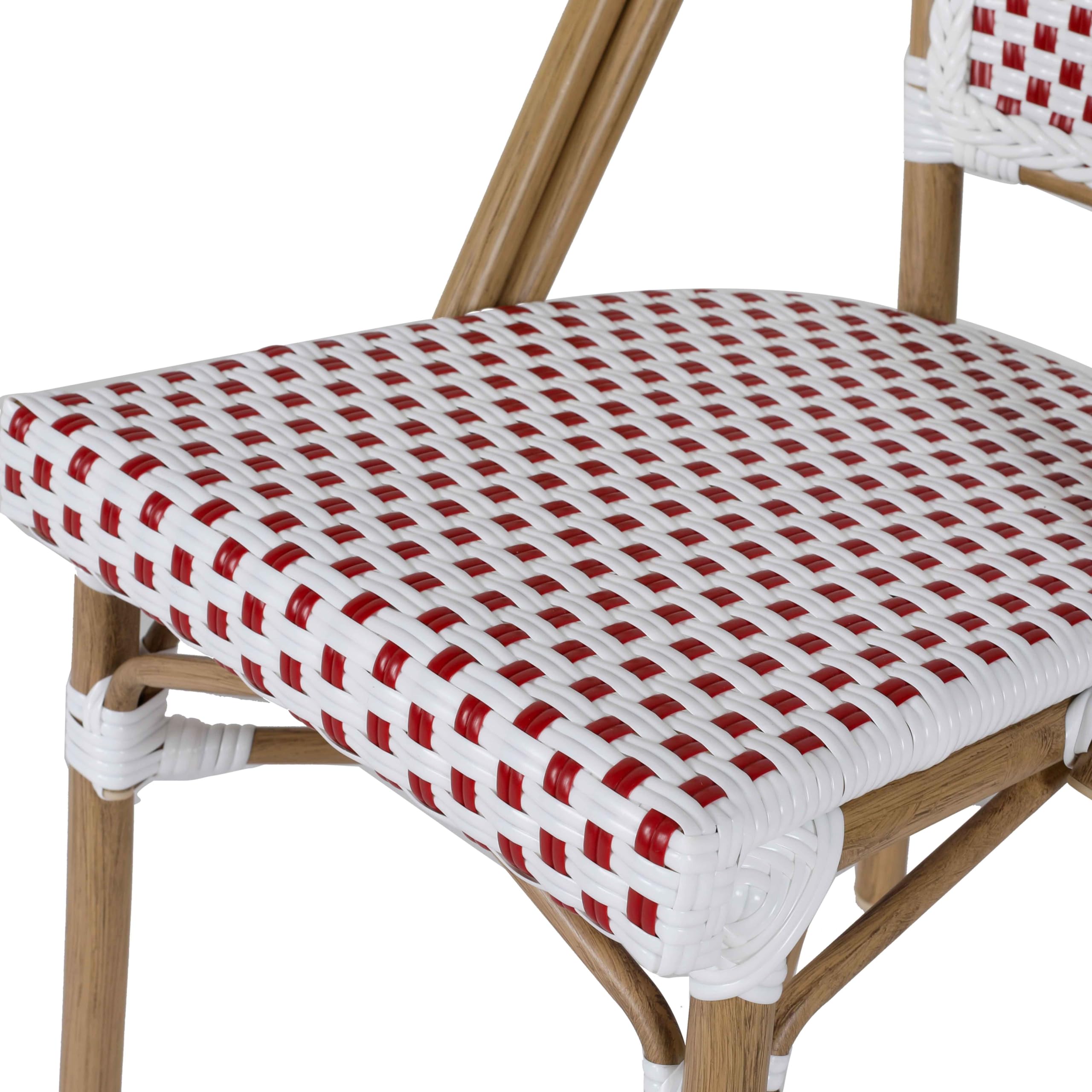 Oviala Chaise de terrasse bistrot Parisien en Aluminium et rotin Rouge