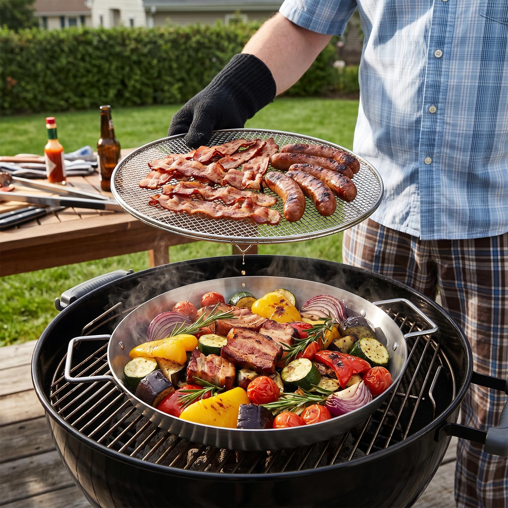 onlyfire Edelstahl Paellapfanne Set mit Grillgitter für Gasgrill