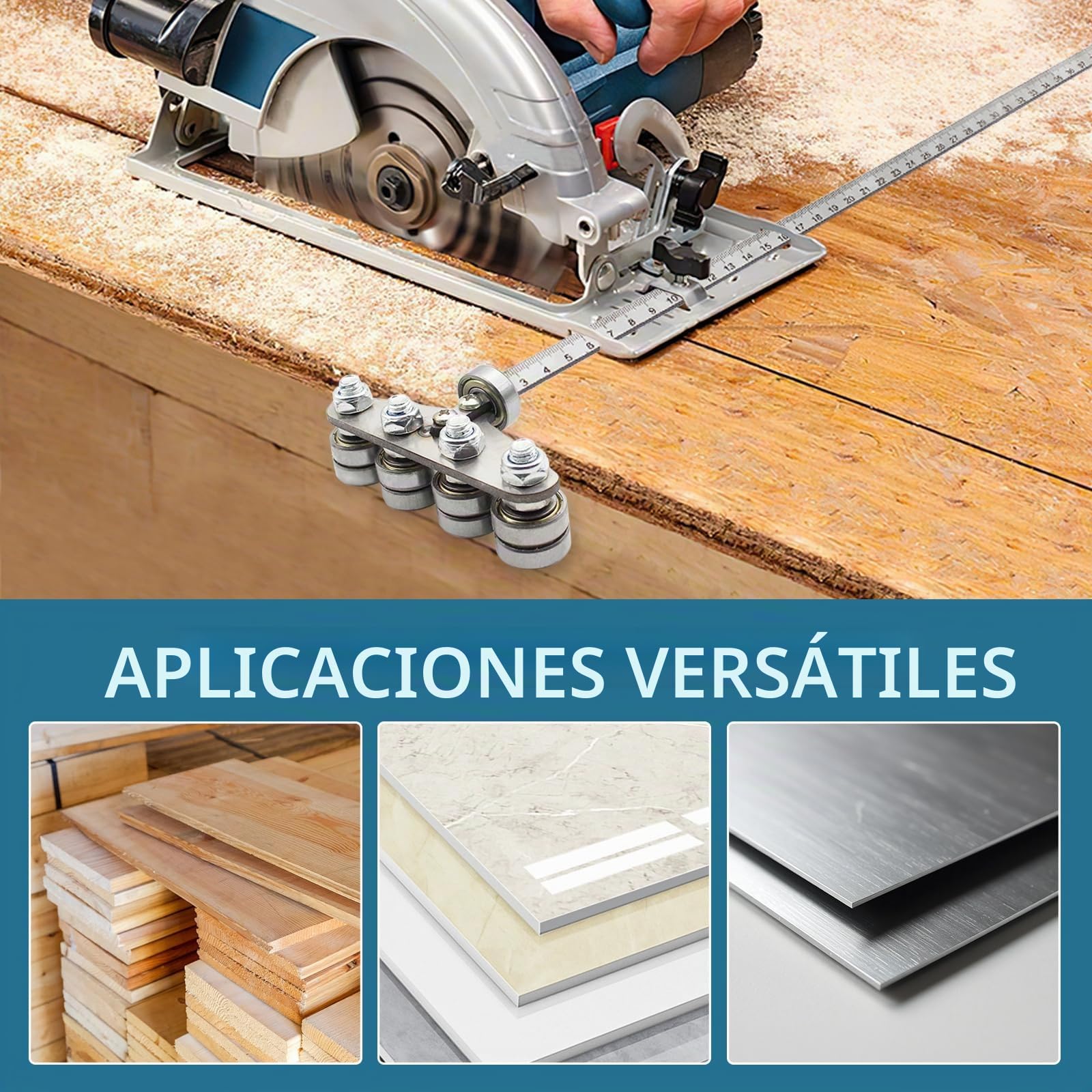 Riel de guía para sierra circular profesional para corte de precisión - Calibrador ajustable de acero inoxidable para medidas precisas de madera, herramienta de bricolaje para sierras circulares y