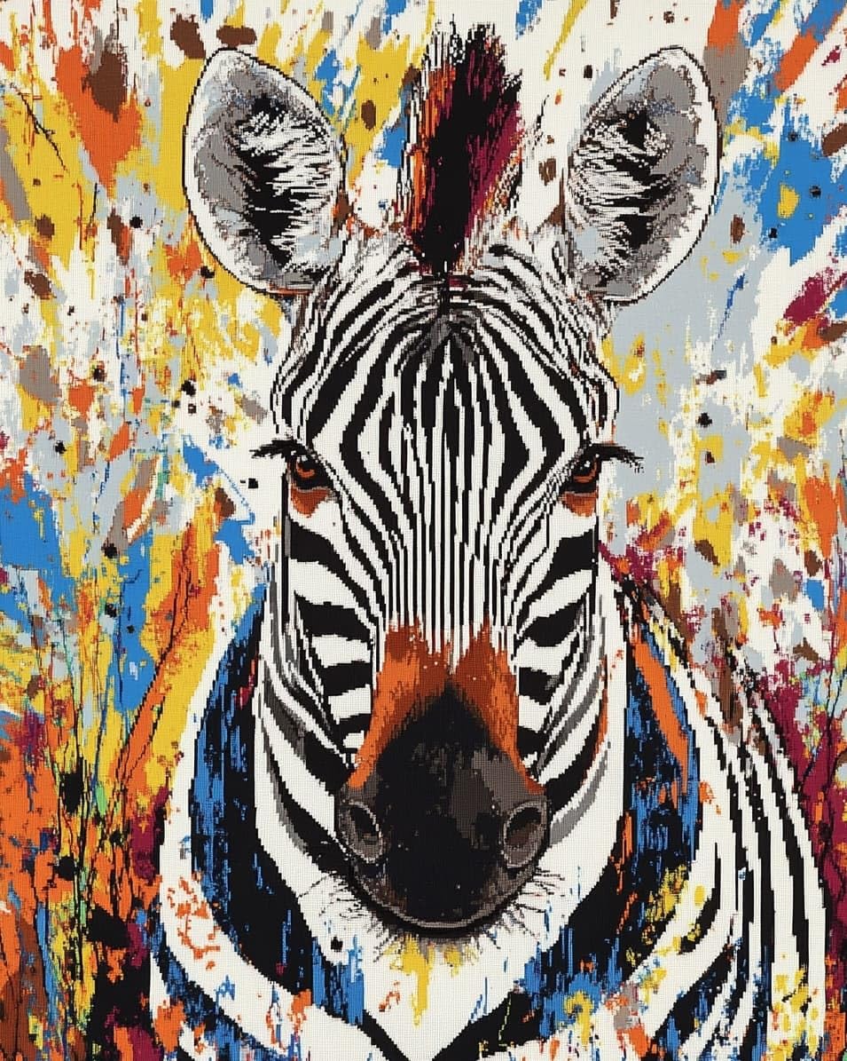WallustrioaW Cross Stitch Kits for Adults,Animal Zebra,11CT Counted Printed Cross Stitch,DIY Embroidery Kit for Home Wall Decor,16x20in