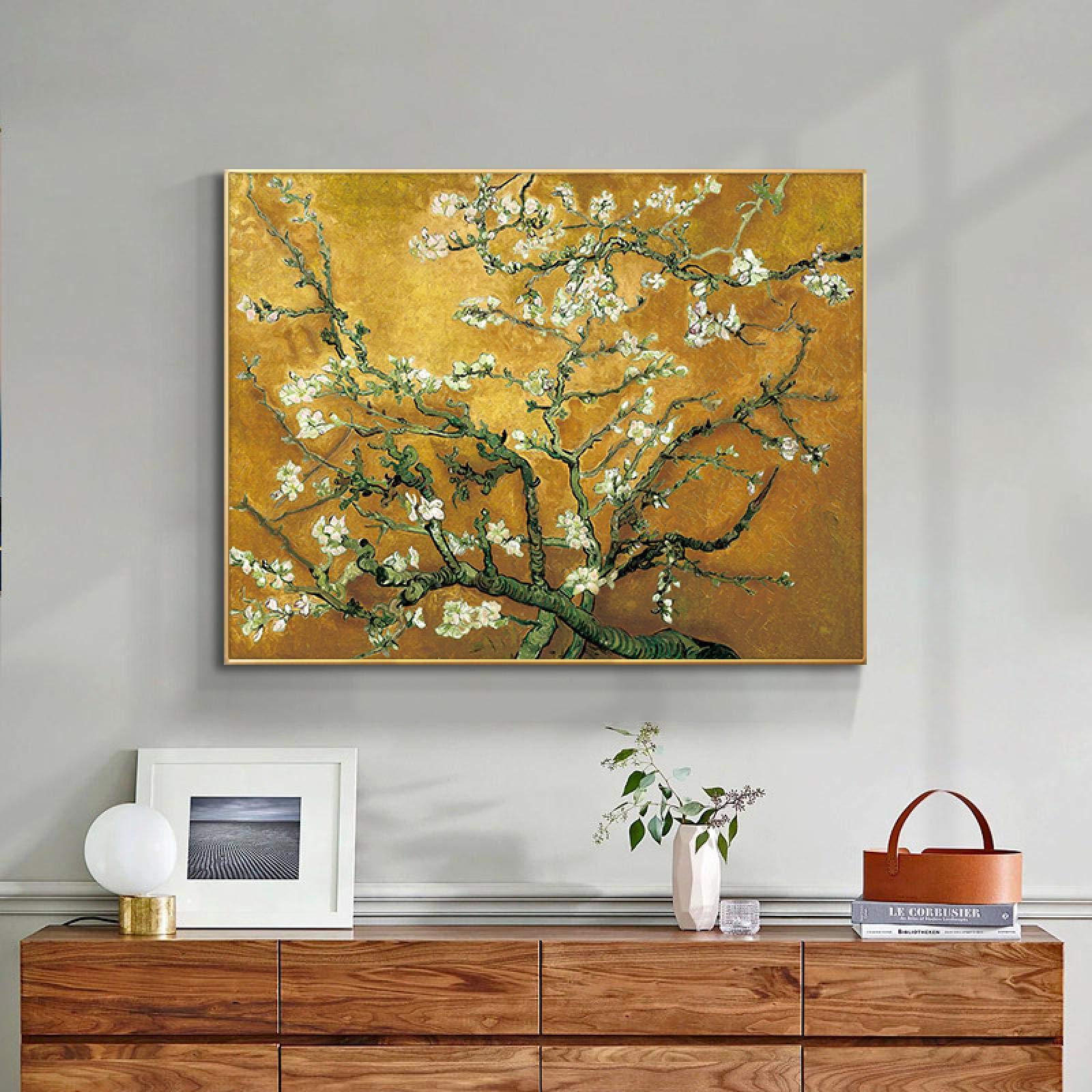 Home Artistes célèbres Amandier en fleurs Affiches Impressionniste Peinture à l’huile Art mural Tableaux sur toile pour couloir Décor 76x98cm sans cadre
