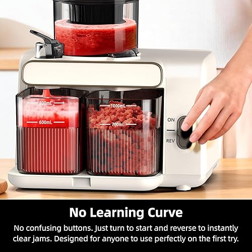 Miniatura 4 de Exprimidor de prensa en frío, 99% de rendimiento de jugo, canal de alimentación de 5.4 pulgadas de ancho, motor silencioso de 200 W, sin BPA,