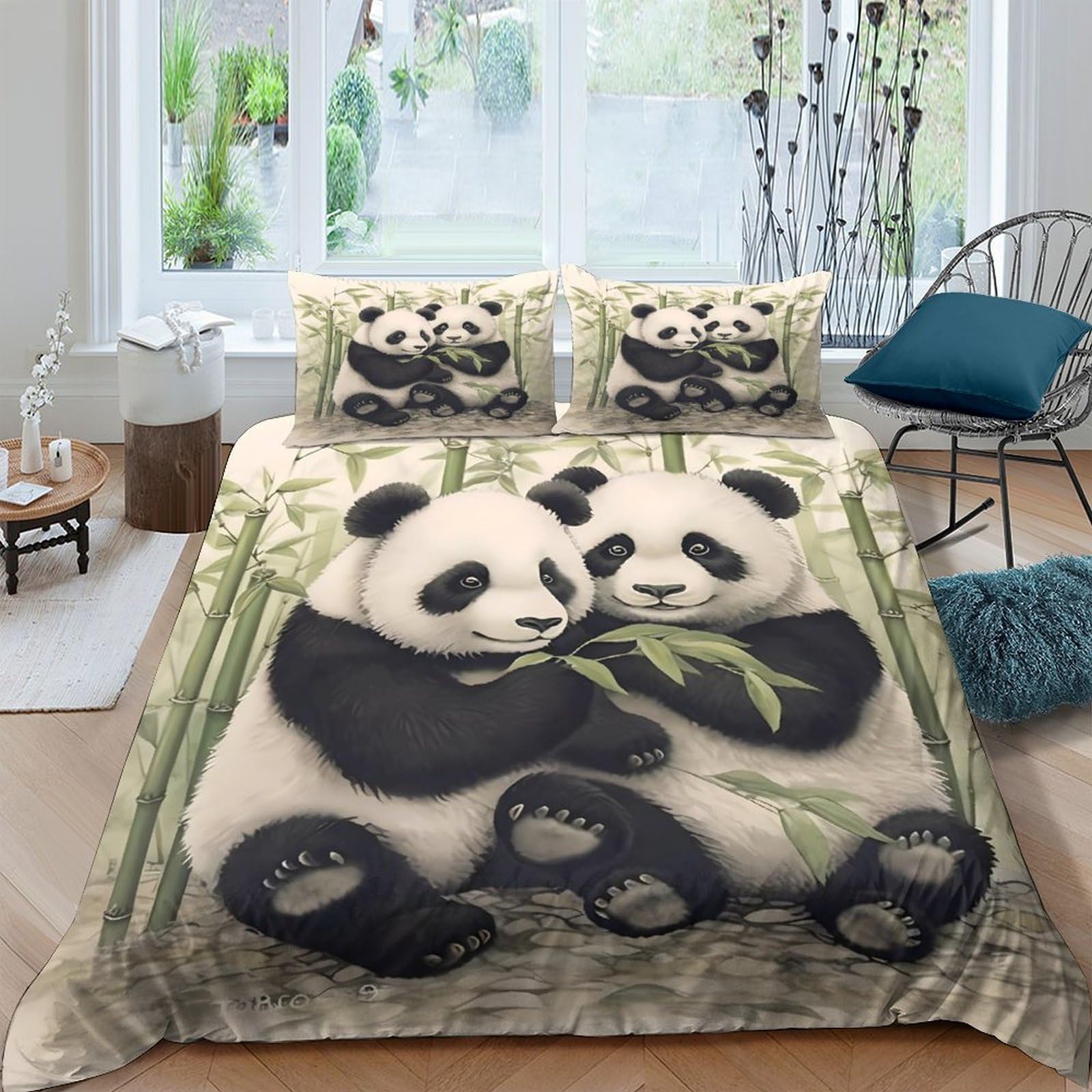 Ctjqhvkz Style-6 3D Printed Panda Bamboo Fitted Sheet Microfiber Soft Non-Slip Bed Cover For Bedroom Guest Room Easy Care Decor Single（135X200cm）