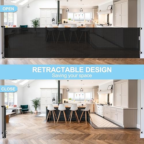 Miniatura 3 de Mom's Choice Awards Ganador de los premios  Puerta de bebé extra ancha de 120 pulgadas para puertas de bebé retráctiles de gran apertura para