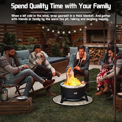 Miniatura 7 de BALI OUTDOORS Hoguera sin humo, fogata portátil de leña para exteriores, estufa de campamento de 22 pulgadas con asy Pan portátil con soporte,