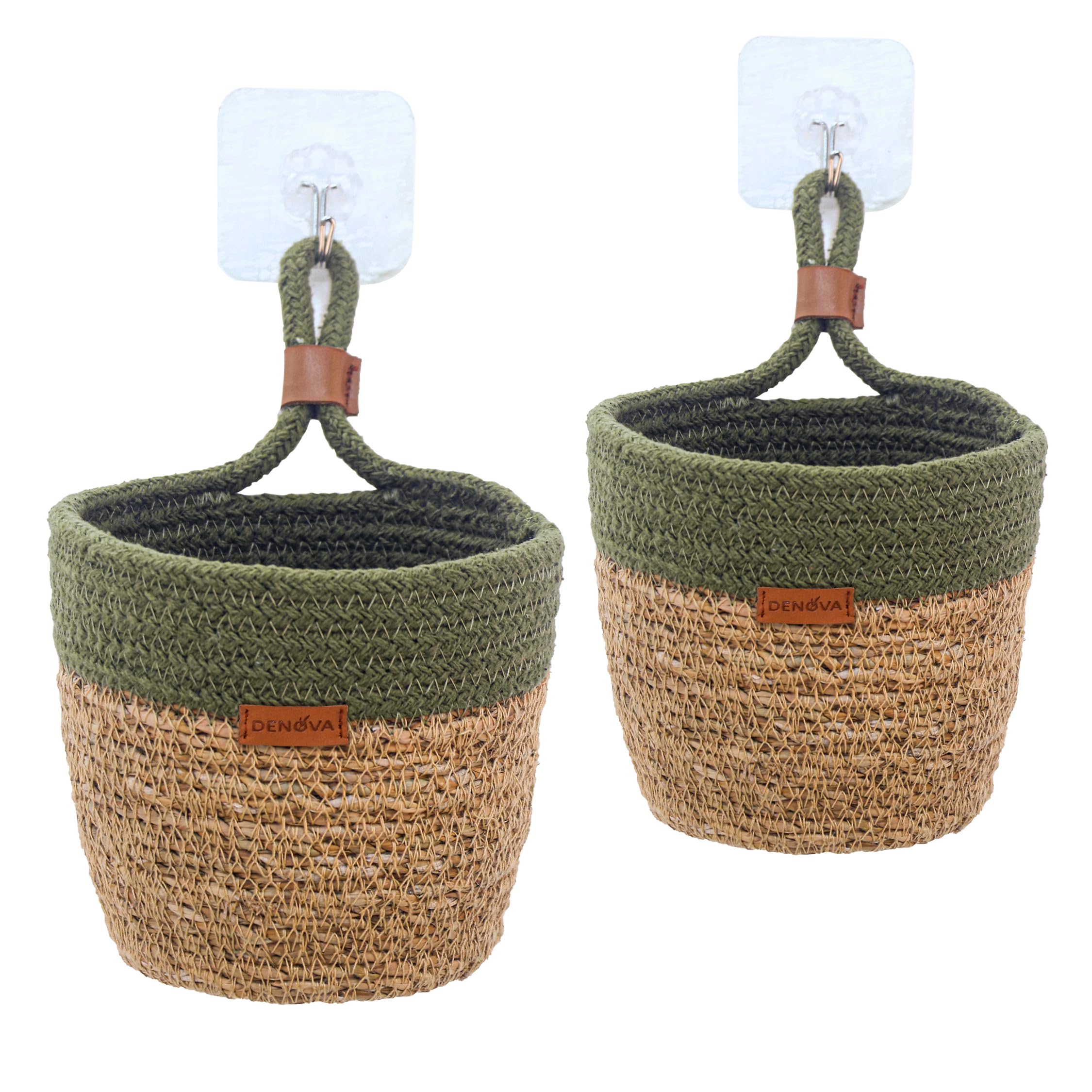 DENOVA Handmade Hanging Seagrass Planter, Sabai Grass Jute Basket Gamla for Indoor Outdoor Balcony Terrace Garden Bedroom Living Room Round Flower Pot Storage Bin Plants Container (Pack of 2) (B0CDLZ8NQR) Amazon Price History, Amazon Price Tracker
