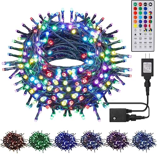 Vista 8 de HOME LIGHTING Guirnalda de 200 luces LED de 66 pies, luz patriótica del 4 de julio con 8 modos de iluminación, mini luces enchufables para Rojo