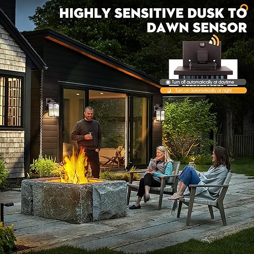 Miniatura 19 de Paquete de 2 luces de pared para exteriores de la casa, luces de porche del atardecer al amanecer, impermeables, color negro mate, para puerta