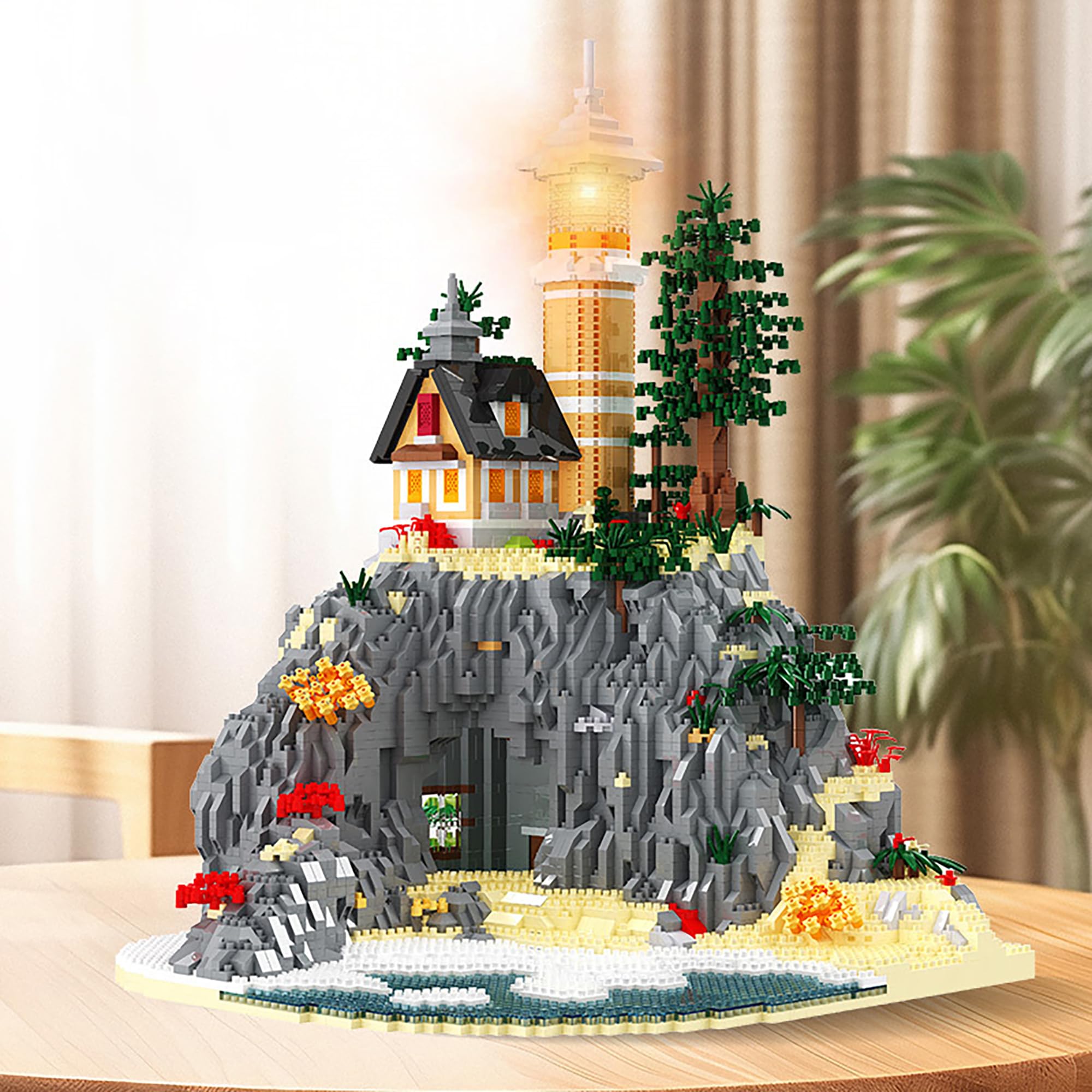 Insel-Leuchtturm Mini Bausteine Spielzeug Kit, 5686 Teile Mikro Klemmbausteine Modular Spielzeug Modell, DIY Kreatives Architektur Modellbausatz, Nicht Kompatibel mit Großen Marken