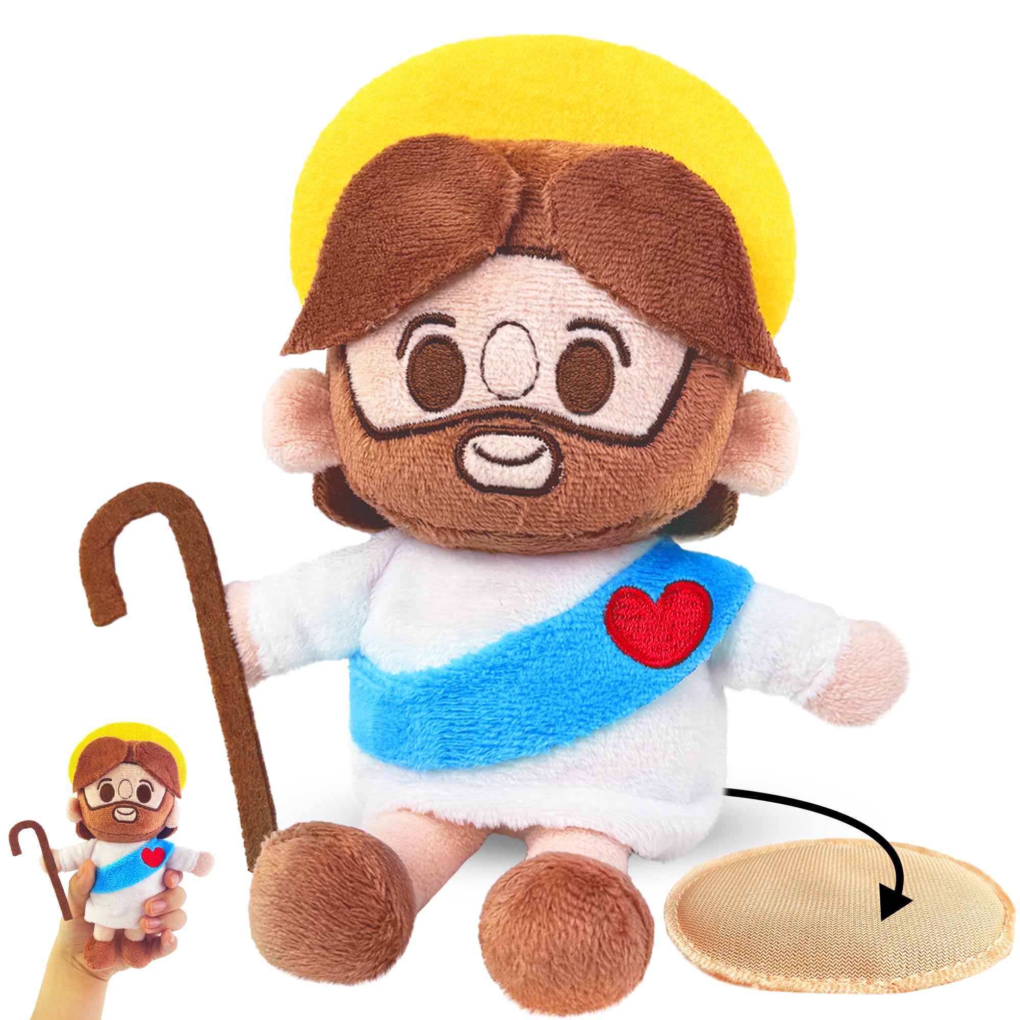 Beeadore 7" Jesus Plush Doll for Kids, Small Stuffed Jesus Shoulder Plush Toys for Christian Religious Gifts