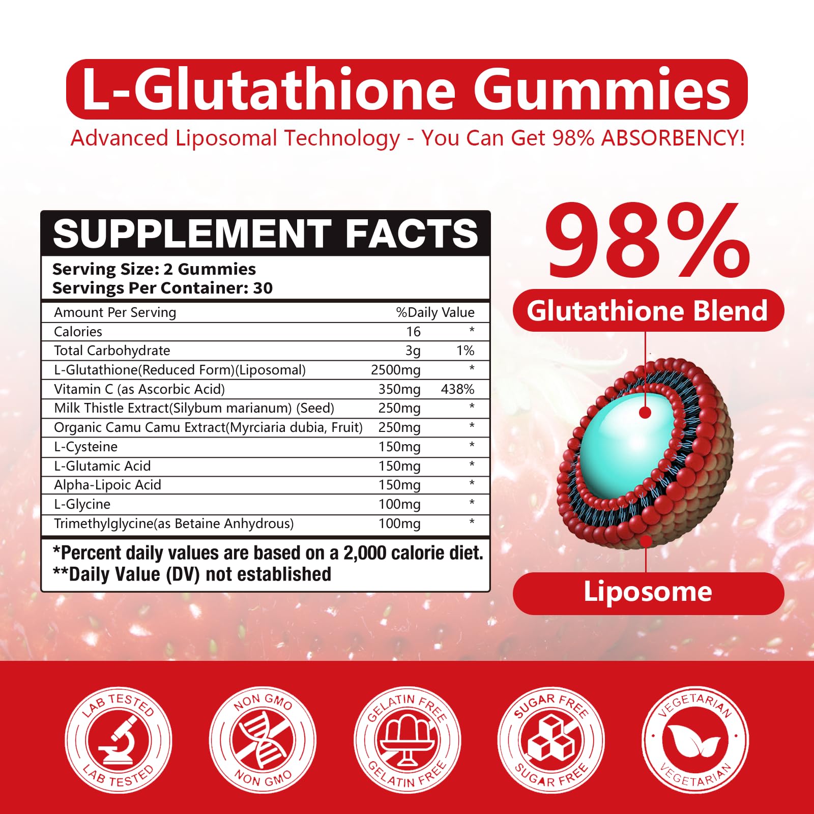 Amazon.com: Extra Powerful 2500MG Liposomal Glutathione Gummies for skin  whitening,Enhance 98% Absorption-Complex L-Cysteine,L-Glycine,Milk Thistle  for Support Liver Function, Antioxidant for Aging Alleviation : Health &  Household