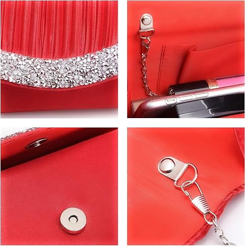 Miniatura 6 de Dasein Bolsos de noche de satén para mujer bolsos de mano bolsos de boda bolsos formales para fiesta baile de graduación con diamantes de imitación