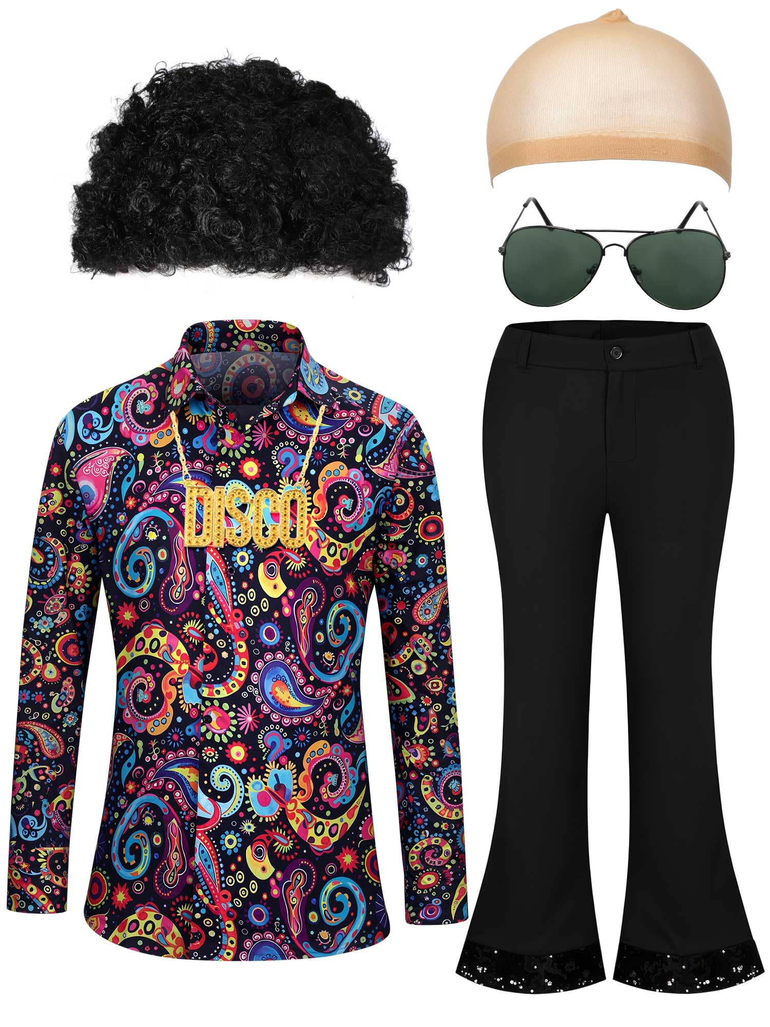 Mepase 6 Pcs Men 70s Disco Costumes